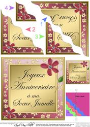 French Birthday Twin Sister Flowers Wavy Corner Stacker