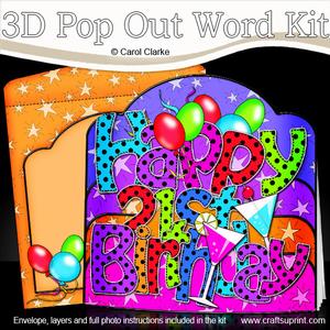 3D 21st Birthday Celebrations Pop Out Word Card