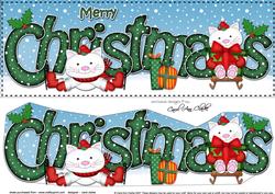 Large Dl Christmas Little Cats Quick Card 3D Decoupage