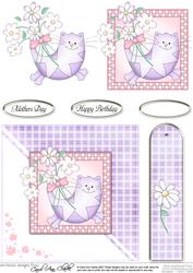 Cute Cat Quick Card with Decoupage