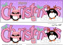 Large Dl Christmas Cute Little Penguins 3D Decoupage