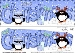 Large Dl Christmas Cute Little Penguins 3D Decoupage