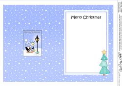 Christmas Stocking Penguin Lamp Post 5x7 Insert