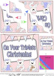 Christening Triplets Teddy Wavy Corner Side Stacker