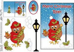 Xmas Ryan Cute Little Penguin 5x7 3D Decoupage
