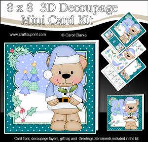 8x8 Xmas Livvy Bear Mistletoe Mini Kit 3D Decoupage