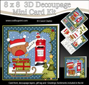 8x8 Xmas Bobbin Robin Letter for Santa Mini Kit 3D Decoupage