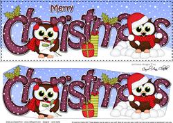 Large Dl Christmas Owls Quick Card 3D Decoupage