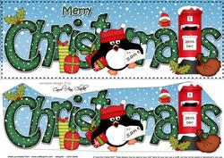 Large Dl Christmas Pip Pengin Postbox 3D Decoupage
