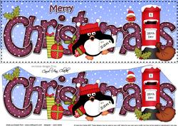Large Dl Christmas Pip Pengin Postbox 3D Decoupage