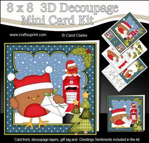 8x8 Xmas Bobbin Robin Letter for Santa Mini Kit 3D Decoupage