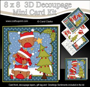 8x8 Xmas Bobbin Robin Dressing the Tree Mini Kit Decoupage