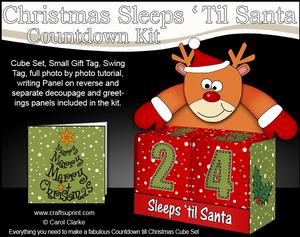 3D Rudolph Sleeps 'til Santa Countdown Cube Set 3D Decoupage