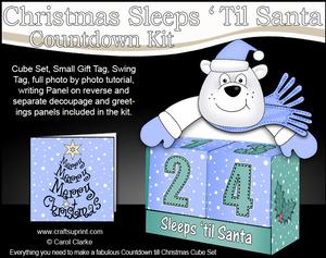 3D Ben Bear Sleeps 'til Santa Countdown Cube Set Decoupage