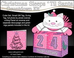 3D Cute Little Cat Sleeps 'til Santa Countdown Cube Set