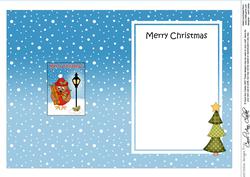 5x7 Christmas Cute Robin Presents Lamp Post Insert
