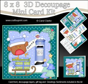 8x8 Xmas Bobbin Robin Letter for Santa Mini Kit 3D Decoupage