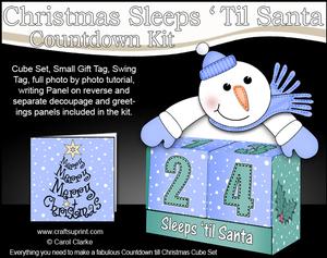 3D Snowman Sleeps 'til Santa Countdown Cube Set Decoupag