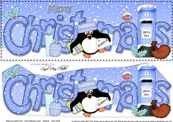 Large Dl Christmas Pip Pengin Postbox 3D Decoupage
