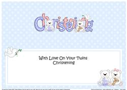 Large Dl Twins Christening Teddies Insert