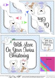 Christening Twins Teddies Wavy Corner Side Stacker