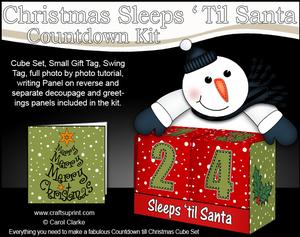 3D Snowman Sleeps 'til Santa Countdown Cube Set 3D Decoupage