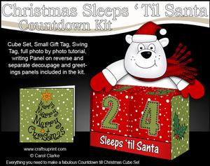 3D Ben Bear Sleeps 'til Santa Countdown Cube Set Decoupage
