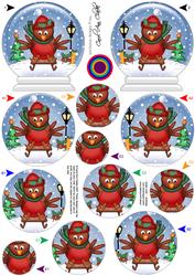 3D Sledging Robin Snow Globe Shaped Tree Decoration