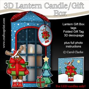 3D Xmas Rudolph Lantern Candle/gift Box Kit