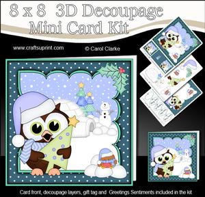 8x8 Xmas Little Hoot Owl Xmas Tree 3D Decoupage