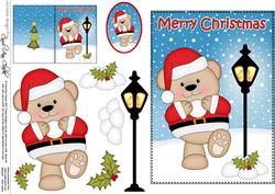 Christmas Livvy Bear Lamp Post 5x7 3D Decoupage