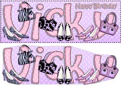 Large Dl Birthday Vicky Shoes & Handbags 3D Decoupage