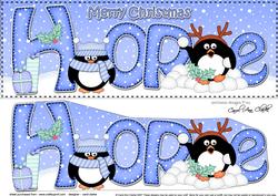 Large Dl Xmas Hope Pip Penguin & 3D Decoupage