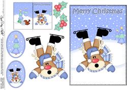 5x7 Christmas Oops Rudolph 3D Decoupage