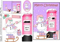 5x7 Christmas Snowman Postbox 3D Decoupage