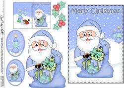 5x7 Christmas Santa's Sack 3D Decoupage