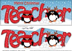 Large Dl Xmas Teacher Pip Penguin 3D Decoupage