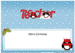 Large Dl Xmas Teacher Pip Penguin Insert