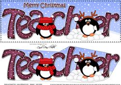 Large Dl Xmas Teacher Pip Penguin 3D Decoupage