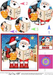 Singing Santa & Scottie Dog Merry Carollers Circle Pyramage