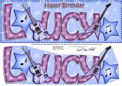 Large Dl Birthday Lucy Guitars 3D Decoupage