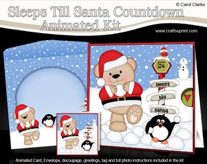 3D Xmas Livvy Bear Sleeps Till Santa Animated Card