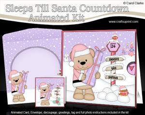 3D Xmas Livvy Bear Sleeps Till Santa Animated Card
