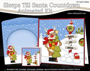 3D Xmas Rudolph Sleeps Till Santa Animated Card