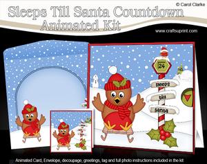 3D Xmas Cute Little Robin Sleeps Till Santa Animated Card