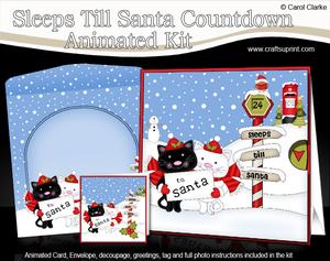 3D Xmas Cute Little Cats Sleeps Till Santa Animated Card