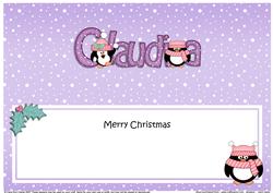 Large Dl Xmas Claudia Penguins Matching Insert