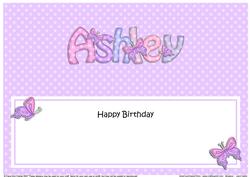 Large Dl Birthday Ashley Butterflies Insert