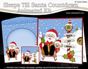 3D Xmas Santa Sleeps Till Santa Animated Card