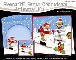 3D Xmas Rudolph Sleeps Till Santa Animated Card